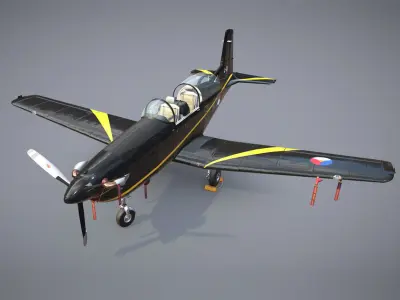 Pilatus PC-7 Mk-I HLBlack Low-poly 3D model