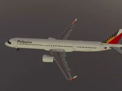 Philippine airlines airbus a321neo low poly 3D Model  Low-poly 3D model