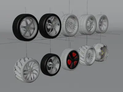 A Collection of car wheels 3D Model 3D model