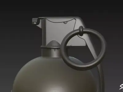 Grenade Olive 01 Low-poly 3D model