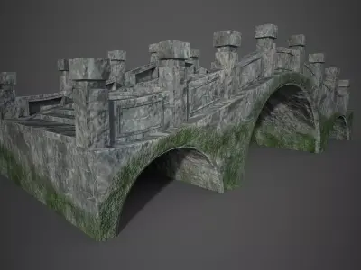 Stone bridge Low-poly 3D model