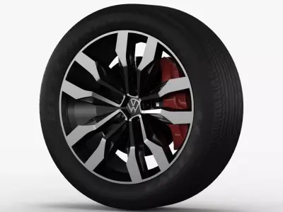 Volksvagen Touareg 2019 wheel Low-poly 3D model
