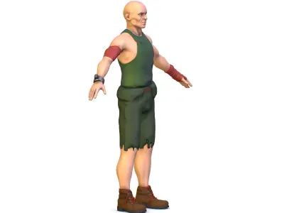 High Poly Man Slave Low-poly 3D model