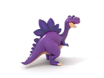 Cartoon Purple Dinosaur Model Pack with Spikes Low-poly 3D model