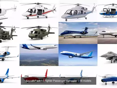 Aircraft Pack 18 Fighter Passenger Helicopter