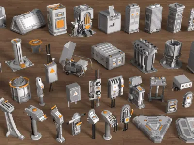 Industrial Units Collection 1 - 40 pieces 3D model