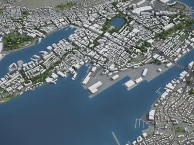 Bergen - city and surroundings 3D model