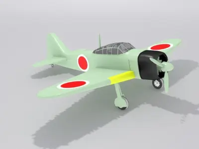 Mitsubishi A6M2 Zero Low-poly 3D model