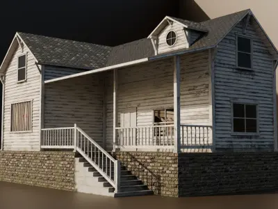 Abandoned House Exterior 3d Model Free low-poly 3D model