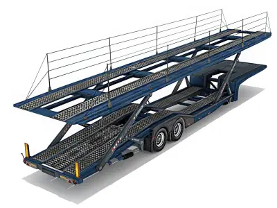 Car transporter trailer Low-poly 3D model