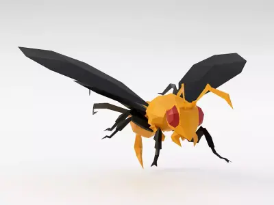 Yellow wasp 3d model  Low-poly 3D model