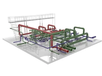 Industrial boiler room 3D model