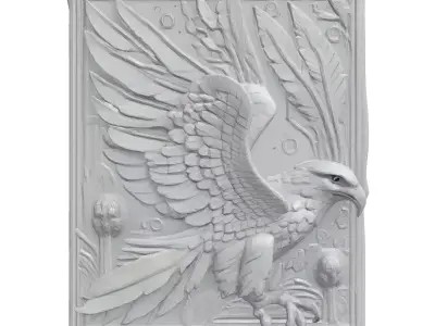 3D Relief Eagle Wall Art Panel Low-poly 3D model