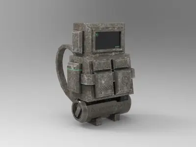 Sci-Fi Military Backpack - Character Design - Camouflage Low-poly 3D model