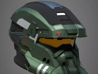 Mech Helmet Low-poly 3D model