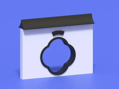 Cartoon Chinese Garden Gate Low-poly 3D model