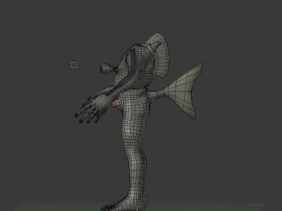 Humanoid AquaCreature BASE MESH Free 3D model