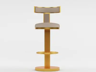 gold stainless steel high bar tool chair Free 3D model