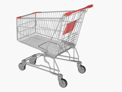 Shopping Cart Red 3D model