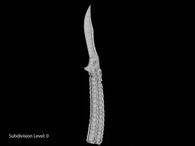 Balisong Butterfly Knife Black Matte Low-poly 3D model