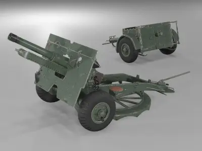 Ordnance QF 25-pounder field gun Low-poly 3D model