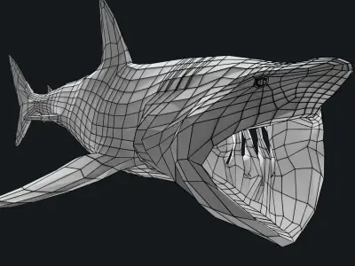 Lowpoly Basking Shark Low-poly 3D model