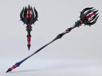 Magic Staff and Artifact Low-poly 3D model
