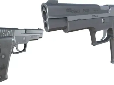 09-sigp 220-gun model 3d game ready model Low-poly 3D model Low-poly 3D model