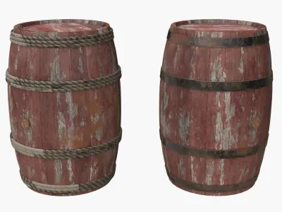 Wooden Barrels Assets 4 Low-poly 3D model