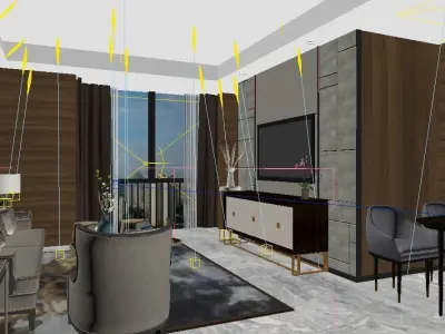 Modern Luxury Hotel Suite Living Room Design 3D model