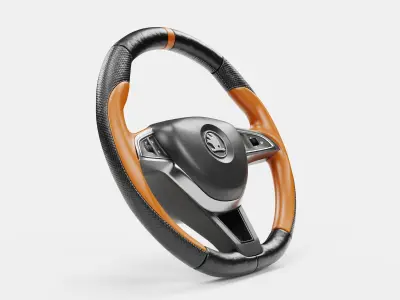 Brown Cover Steering Wheel 3D model
