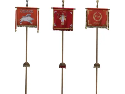 Low-poly Roman standards Low-poly 3D model