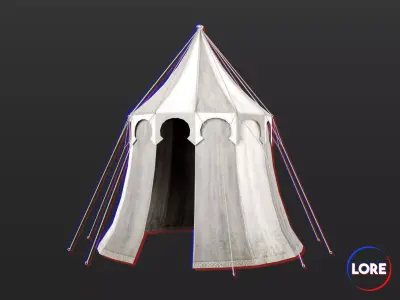 Medieval Elegant Camp Tent Medium Low-poly 3D model