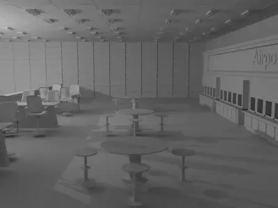 Airport Departures Lounge No Material 3D model
