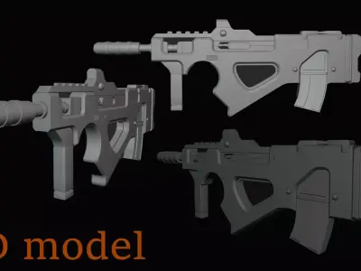 Sci- Fi Rifle 3d models Low-poly 3D model