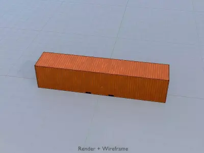 Warehouse-Container signal orange 40ft Low-poly 3D model