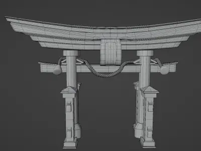 3D Stylized Japanese Torii Gate Asset 3D model