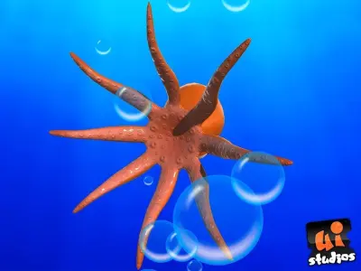 Cartoon Octopus Low-poly 3D model