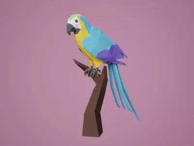 Stylized Parrot Low-poly 3D model