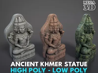 Ancient Khmer Statue29-250523 Low-poly 3D model
