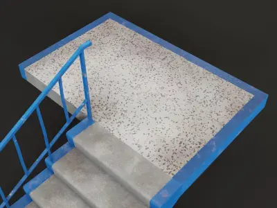 Concrete Stairs Low-poly 3D model