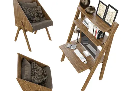 African Worktable - Ethnic Home Office Free 3D model