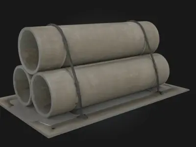 Concrete Pipe Stack Construction Site Prop 3D model