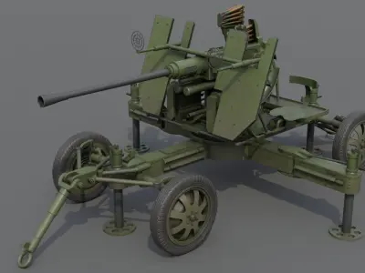 Bofors 40 mm Automatic Gun L-60 Low-poly 3D model