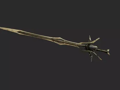 Magical style weapon Golden Long Sword 3D model