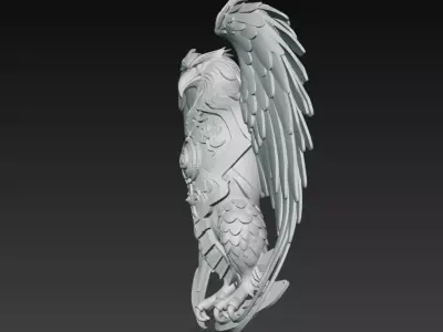 Fantasy Eagle Emblem Winged Mechanical Crest Sculpture 3D print model