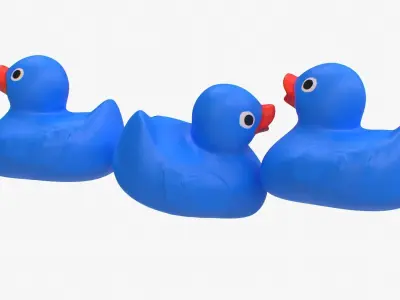 Rubber Duck in blue Low-poly 3D model