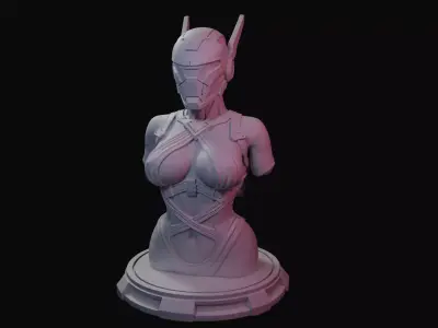 Sci-Fi Female Cyber Armor Bust 3D Print Model 3D print model