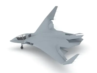 Tupolev PAK DA Stealth Aircraft Strategic Bomber Low-poly 3D model