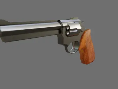 Chrome Revolver 44 - Wood Magnum Gun - Arma Low-poly 3D model